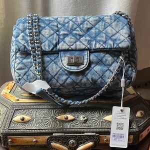 Blue Quilted Denim Women's Bag